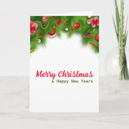 クリスマスリースと赤い電球、そしてプレゼント カード