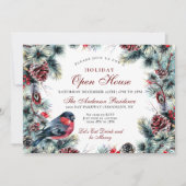 クリスマスリースと赤い鳥のホリデーオープンハウス 招待状 (正面)