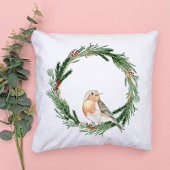 クリスマスリースと鳥 クッション