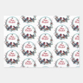 クリスマスリースと鳥 ラッピングペーパーシート (正面)