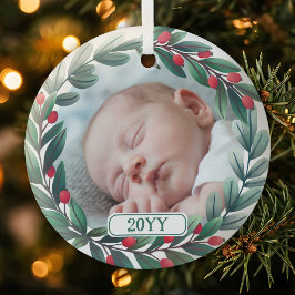 クリスマスリースに写真と年号を入れて美しく飾ろう ガラスオーナメント