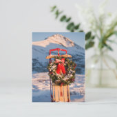 クリスマスリースのそりと雪 シーズンポストカード (スタンド正面)
