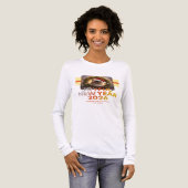 クリスマスリースのふわふわネコ – サンタ帽子 トライブレンドTシャツ (正面全体)