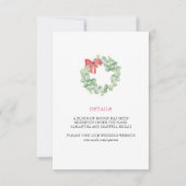クリスマスリースのウェディング詳細カード 招待状 (正面)
