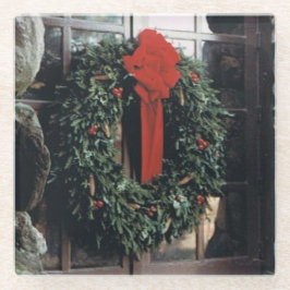 クリスマスリースのガラスコースター ガラスコースター