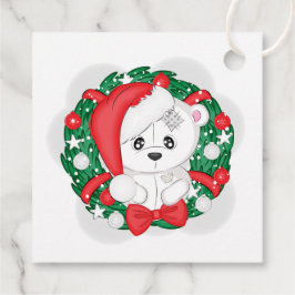 クリスマスリースのキュートホワイトベア フェイバータグ
