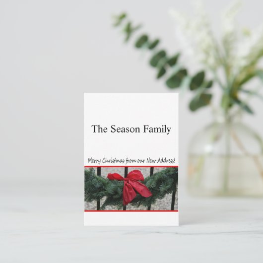 クリスマスリースのドアの新しい住所 エンクロージャーカード (スタンド正面)