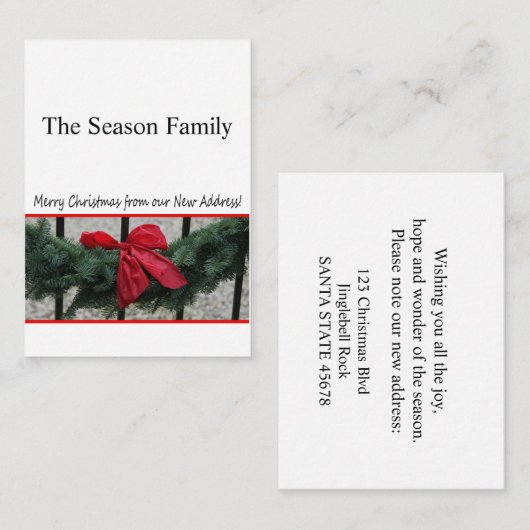 クリスマスリースのドアの新しい住所 エンクロージャーカード (正面/裏面)