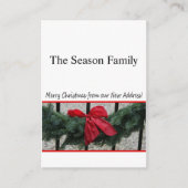 クリスマスリースのドアの新しい住所 エンクロージャーカード (正面)