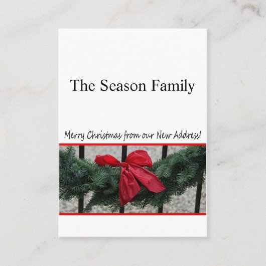 クリスマスリースのドアの新しい住所 エンクロージャーカード (正面)