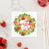 クリスマスリースのナプキン スタンダードカクテルナプキン (インサイチュ)