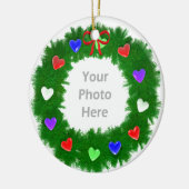 クリスマスリースのハート写真 セラミックオーナメント (左)