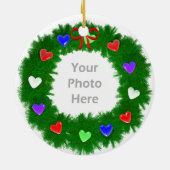 クリスマスリースのハート写真 セラミックオーナメント (裏面)