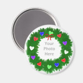 クリスマスリースのハート写真 マグネット (正面/裏面)