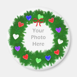 クリスマスリースのハート写真 マグネット