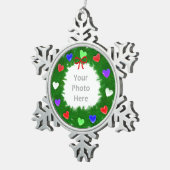 クリスマスリースのハート スノーフレークピューターオーナメント (右)