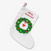 クリスマスリースのハート スモールクリスマスストッキング (正面 (吊り時))