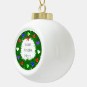 クリスマスリースのハート セラミックボールオーナメント (右)