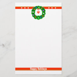 クリスマスリースのハート 便箋