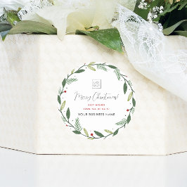 クリスマスリースのビジネスカスタム追加の会社ロゴ ラウンドシール