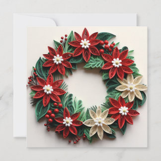 クリスマスリースのペン先のホリデーグリーティングカード シーズンカード