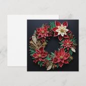 クリスマスリースのペン先のホリデーグリーティングカード シーズンカード (正面/裏面)