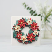 クリスマスリースのペン先のホリデーグリーティングカード シーズンカード (スタンド正面)