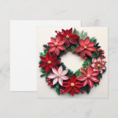 クリスマスリースのペン先のホリデーグリーティングカード シーズンカード (正面/裏面)