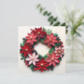 クリスマスリースのペン飾り付きホリデーグリーティングカード シーズンカード (スタンド正面)
