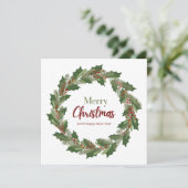クリスマスリースのホリデーカード 招待状 (スタンド正面)