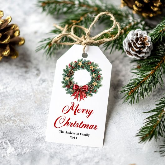 クリスマスリースのホリデータグ ギフトタグ