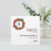 クリスマスリースのホリデーパーティー招待カード 招待状 (スタンド正面)