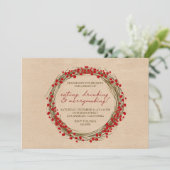 クリスマスリースのホリデーパーティー招待状 招待状 (スタンド正面)