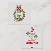 クリスマスリースのメモカード ノートカード (正面/裏面)