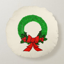 クリスマスリースのラウンドクッション ラウンドクッション