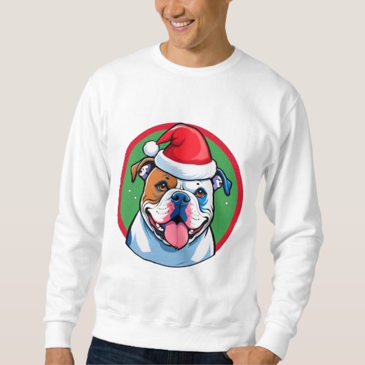 クリスマスリースの中の幸せな犬 スウェットシャツ (正面)