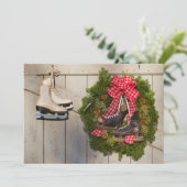 クリスマスリースの付いたアイススケート靴 シーズンカード (スタンド正面)