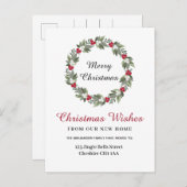 クリスマスリースの住所の変更 案内ポストカード (正面/裏面)