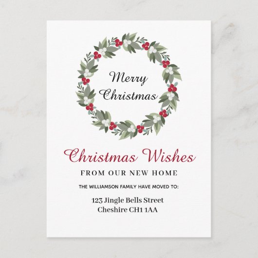 クリスマスリースの住所の変更 案内ポストカード (正面)