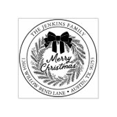 クリスマスリースの住所スタンプ ラバースタンプ (インプリント)