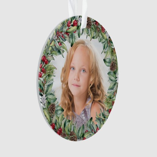 クリスマスリースの写真 - 両面 オーナメント (正面)