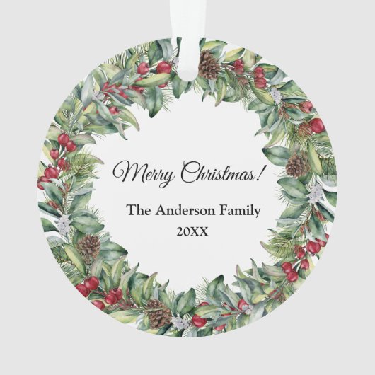 クリスマスリースの写真 - 両面 オーナメント (裏面)