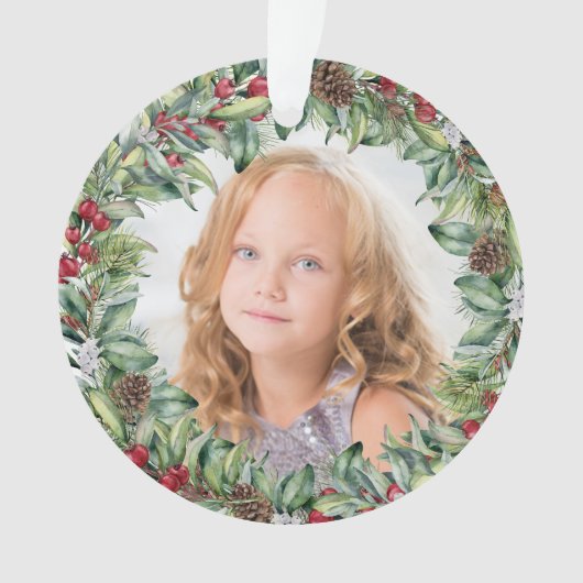 クリスマスリースの写真 - 両面 オーナメント (正面)