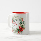 クリスマスリースの名入れコーヒーマグ ツートーンマグカップ (正面左)