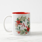 クリスマスリースの名入れコーヒーマグ ツートーンマグカップ (左)