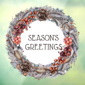 クリスマスリースの季節の挨拶 ウィンドウサイン (シート3)