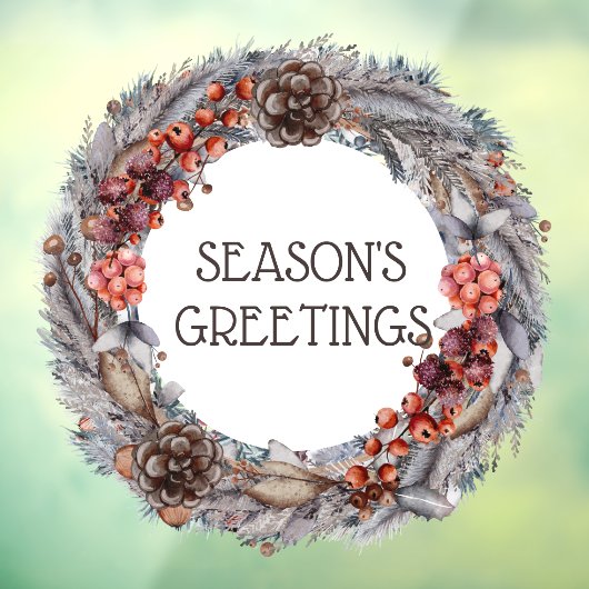 クリスマスリースの季節の挨拶 ウィンドウサイン (シート3)