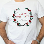 クリスマスリースの家族お祝い Tシャツ