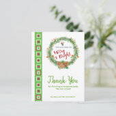 クリスマスリースの感謝のメッセージ ポストカード (スタンド正面)