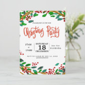 クリスマスリースの手書き水色 招待状 (スタンド正面)